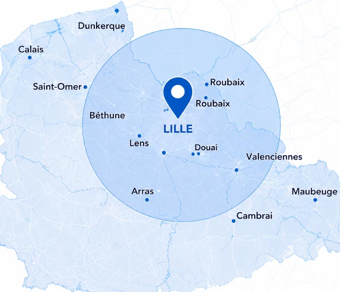 Carte d'intervention Tl Dentaire dans les Hauts de France