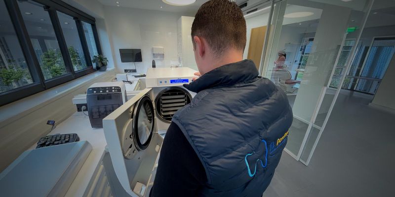 Lucas Turpin technicien en matériel pour cabinet de dentiste, entretien d'un autoclave