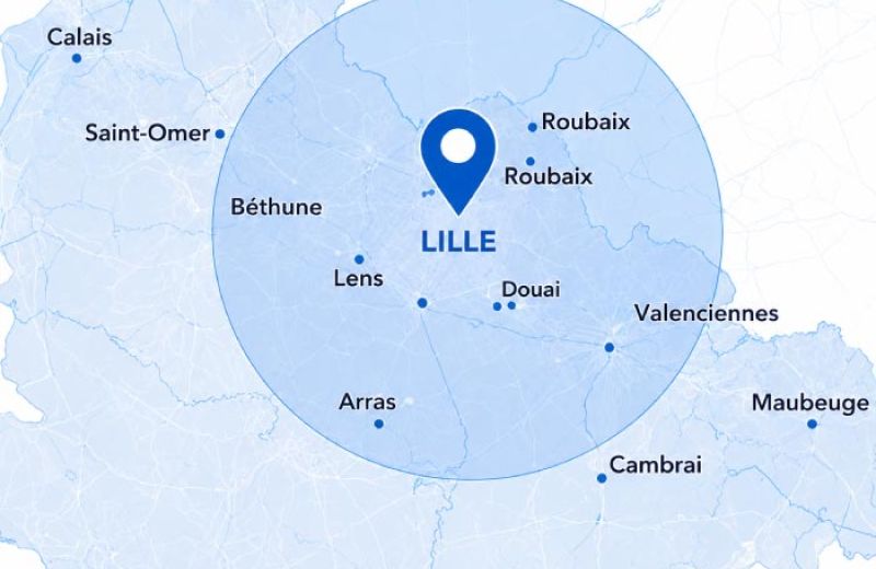 Carte d'intervention Tl Dentaire dans les Hauts de France